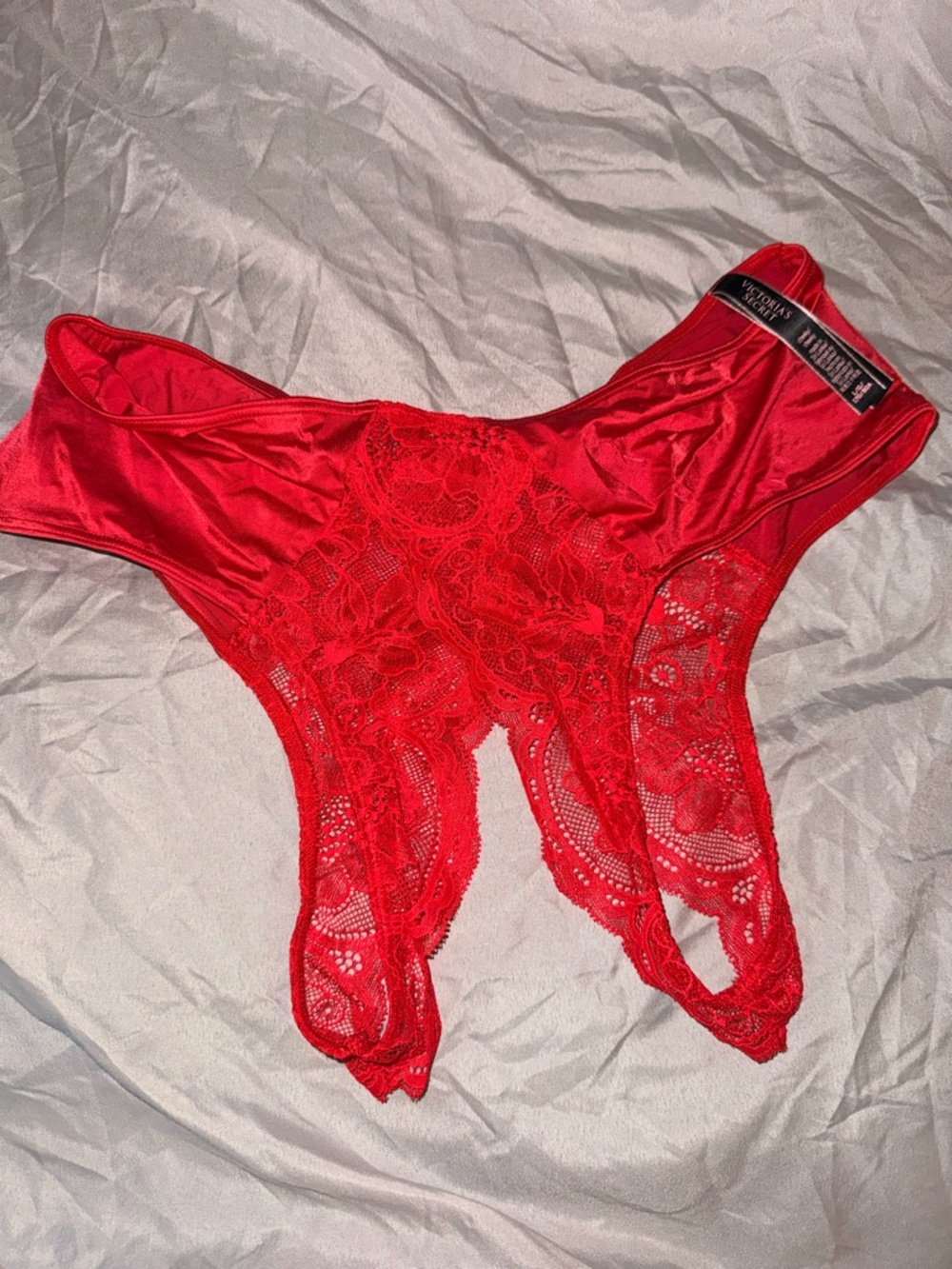 Victoria's Secret Red Lace Bikini Panty with Satin Trim